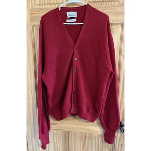 Vintage 60s Arnold Palmer Robert Bruce Alpaca Wool Cardigan Knit Sweater L T Red